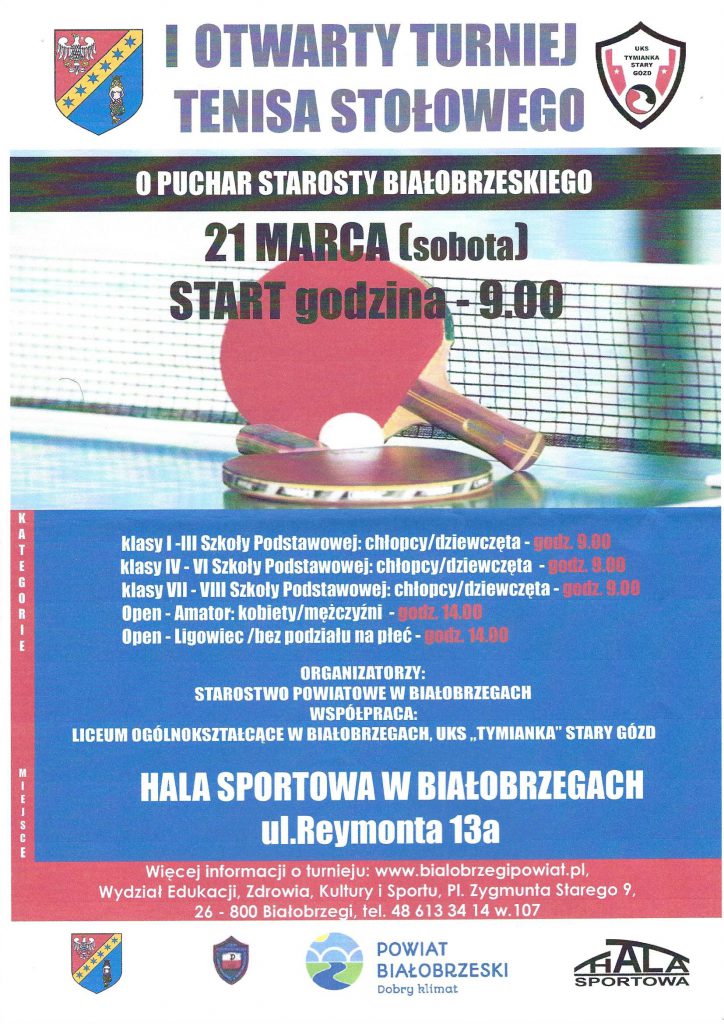 Miniaturka artykułu I Otwarty Turniej Tenisa Stołowego o Puchar Starosty Bialobrzeskiego (2020-02-25)